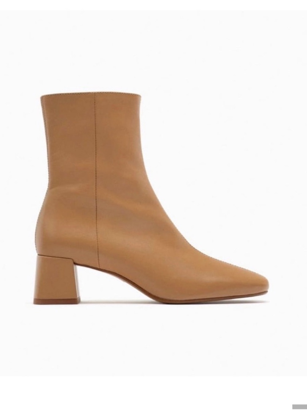 ZARA Women’s Tan Leather Block Heel Ankle Boots 38